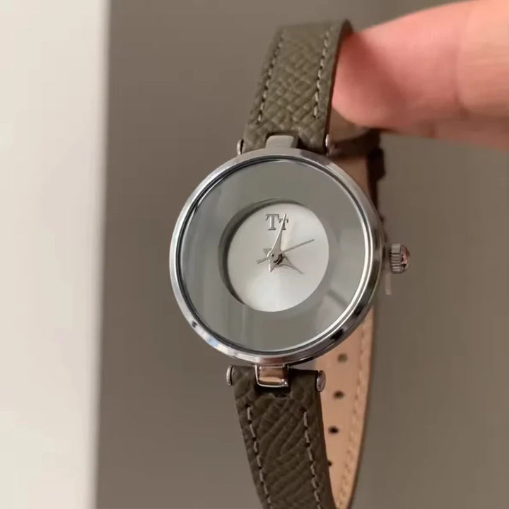 Grey Minimal Polished Alloy Watch dial close-up