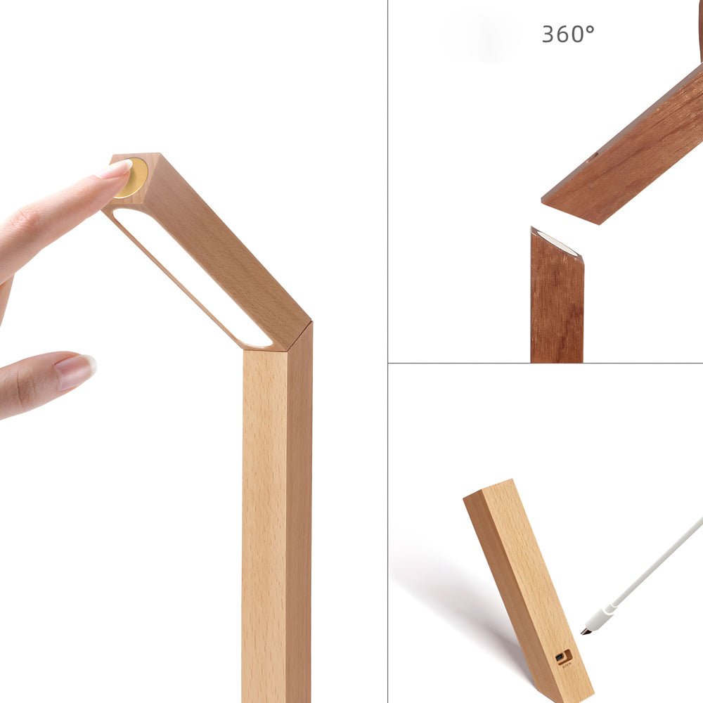 Solid Wood Touch-Control Table Lamp