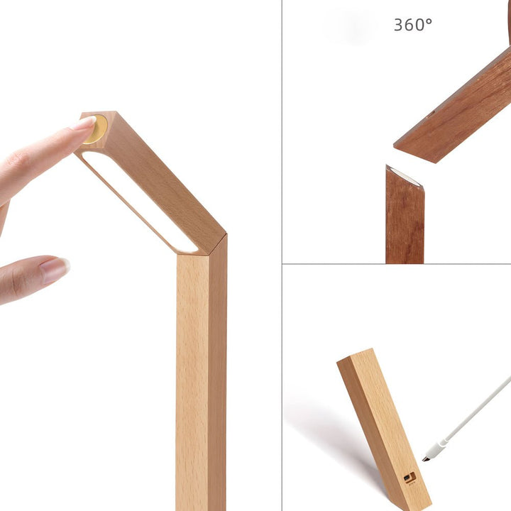 Solid Wood Touch-Control Table Lamp