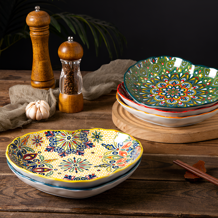 Floral Glazed Deep Plates
