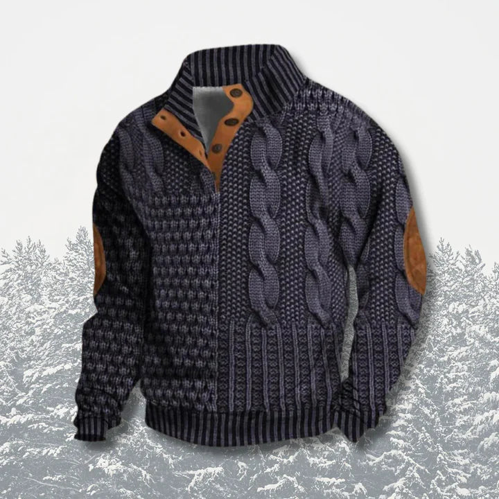 Black Mixed-Texture Quarter-Zip Sweater outdoor lifestyle