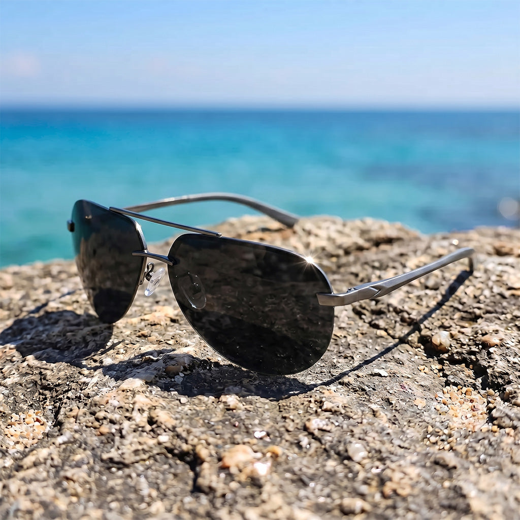 Black Classic Polarized Aviator Sunglasses worn lifestyle