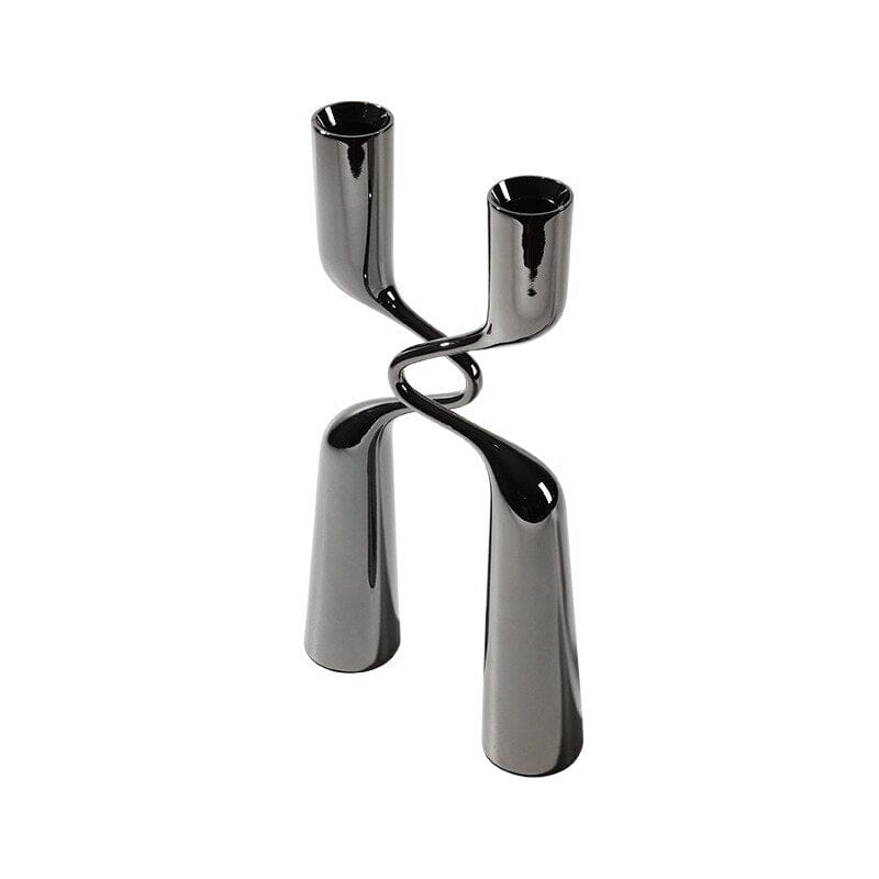 Titanium Grey Modern Geometric Candle Holder front view