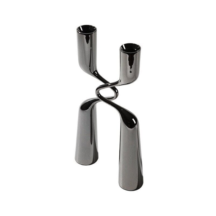 Titanium Grey Modern Geometric Candle Holder front view