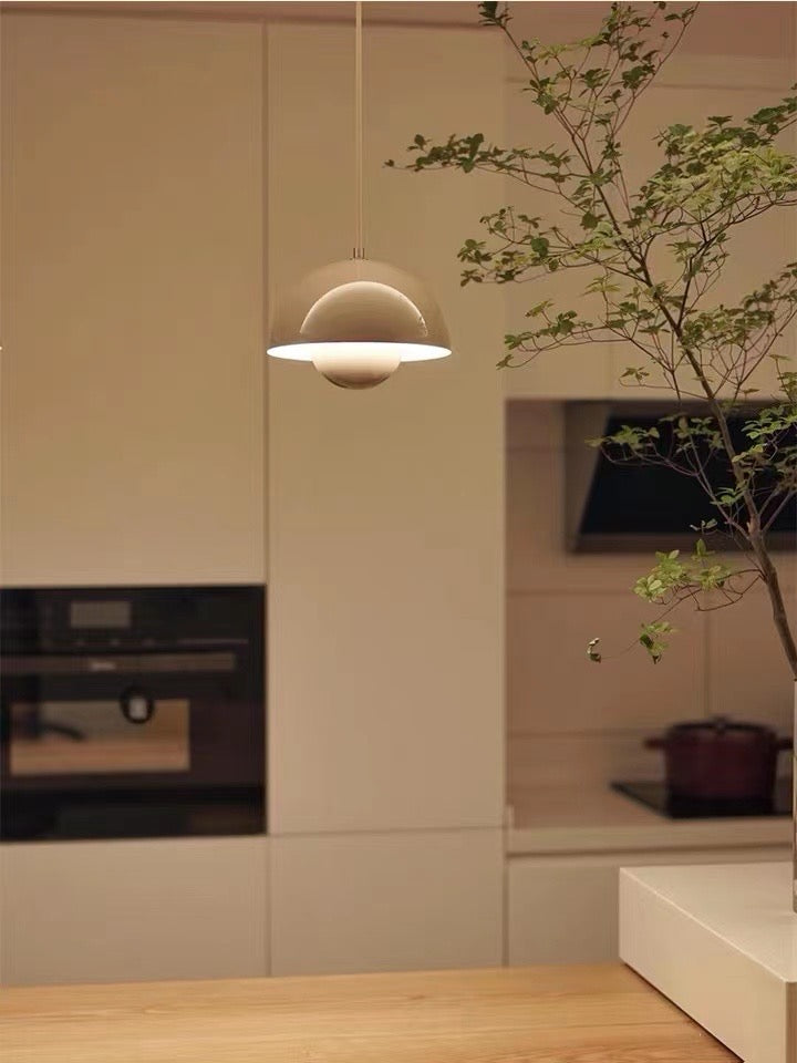 Lacquered Metal Mushroom Pendant
