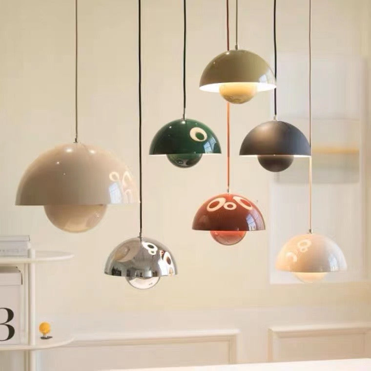 Lacquered Metal Mushroom Pendant