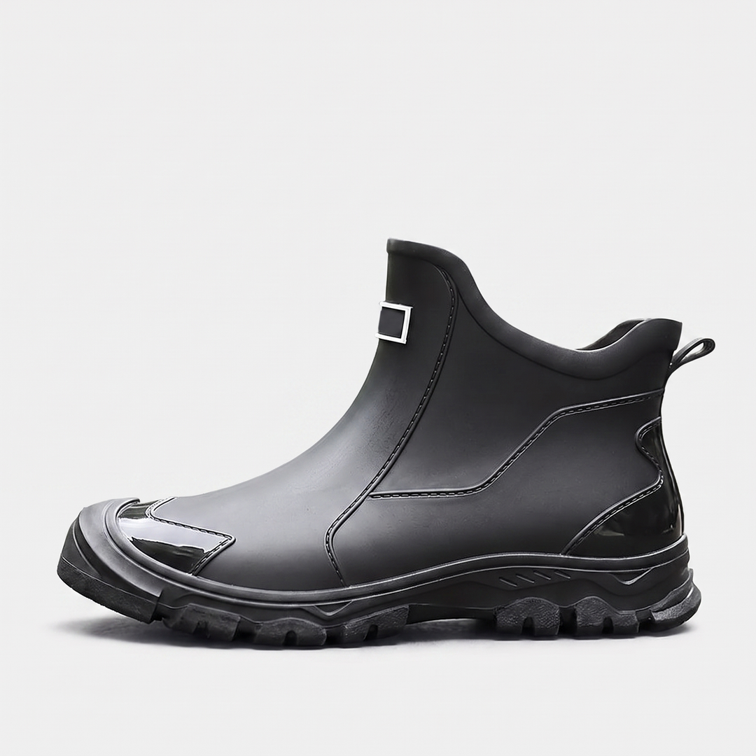Black Molded Ankle Rain Boots front view