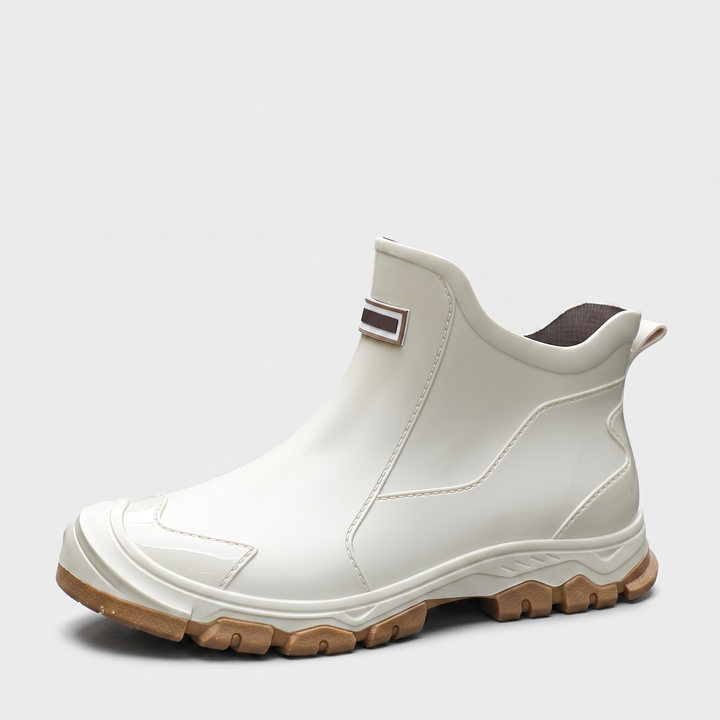 Beige Molded Ankle Rain Boots front view