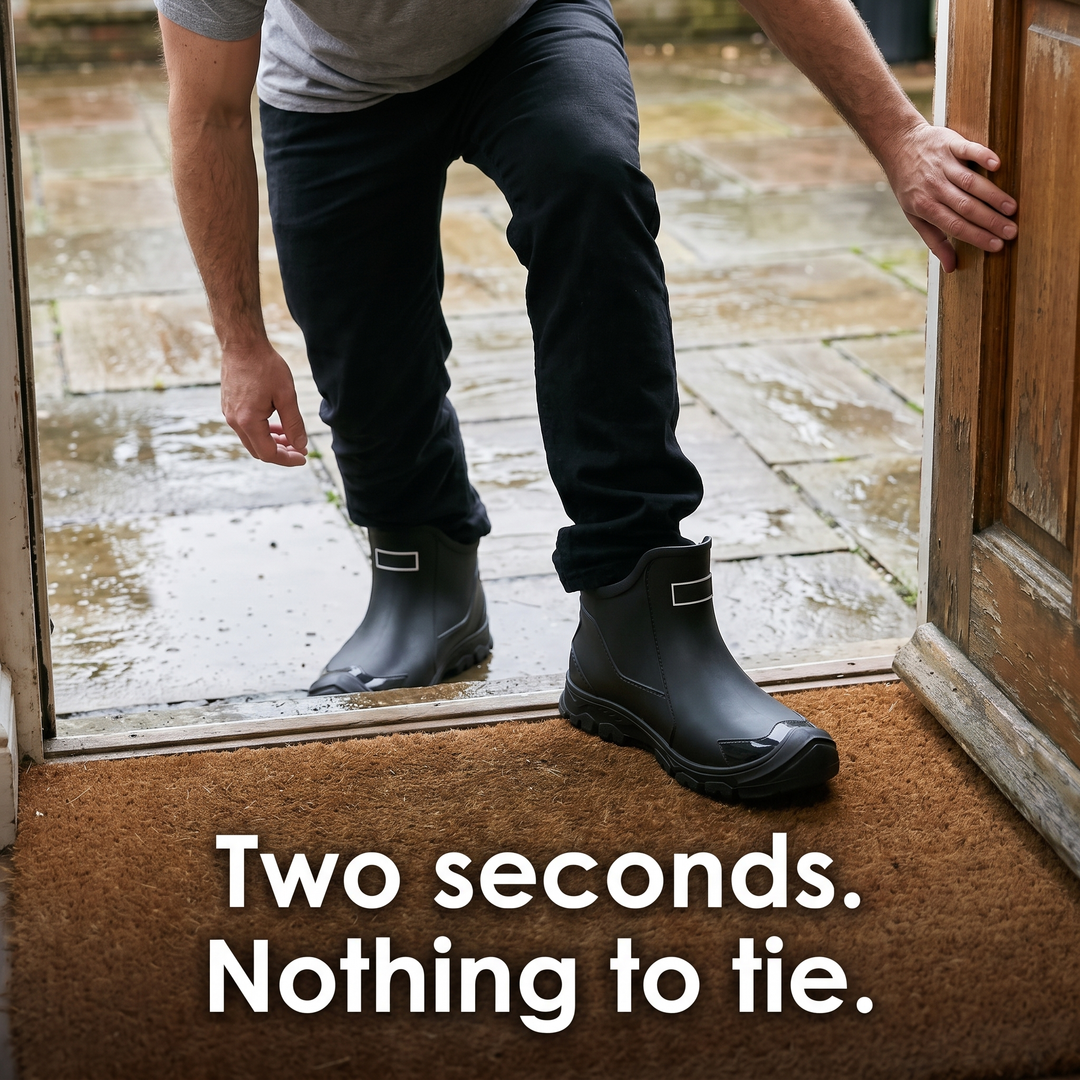 Molded Ankle Rain Boots step-in slip-on design
