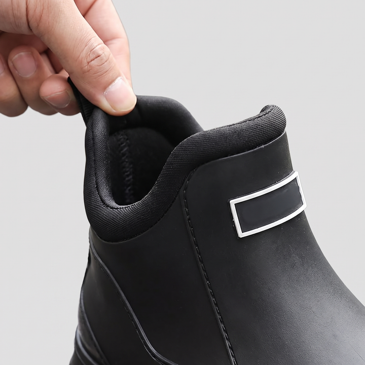 Molded Ankle Rain Boots heel pull tab detail