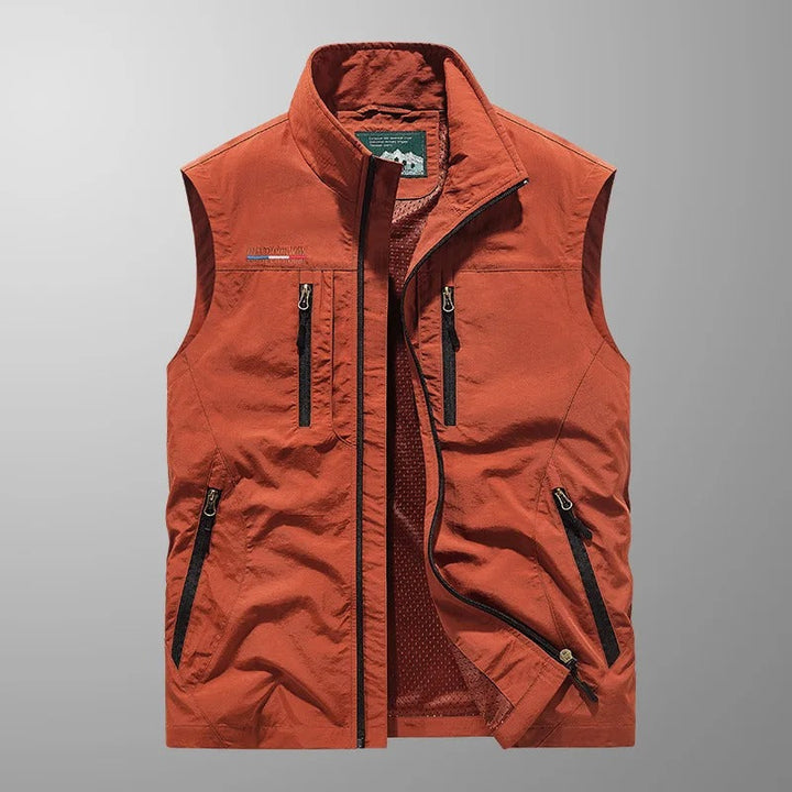 Orange Multi-Pocket Utility Vest front view