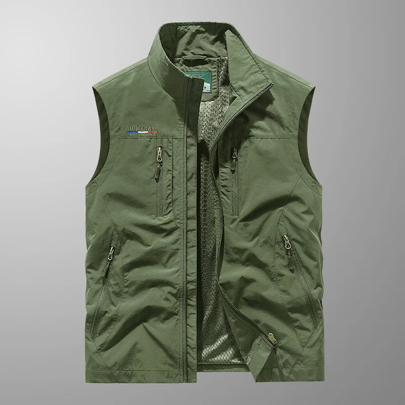 Green Multi-Pocket Utility Vest front view