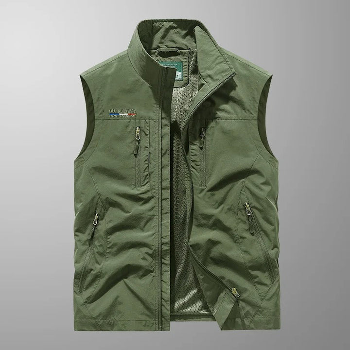 Green Multi-Pocket Utility Vest front view