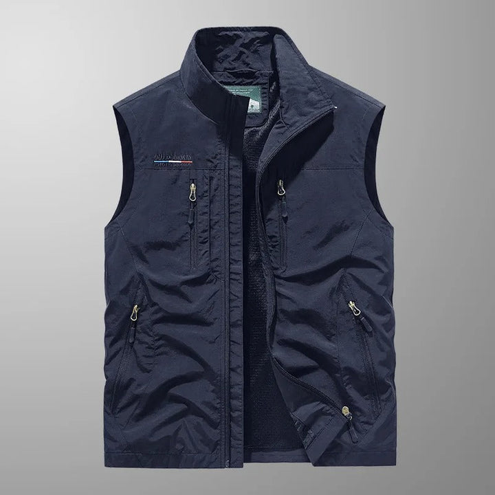 Navy Blue Multi-Pocket Utility Vest front view