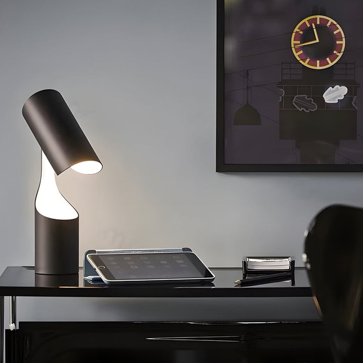Black Fabric-Shade Table Lamp side view