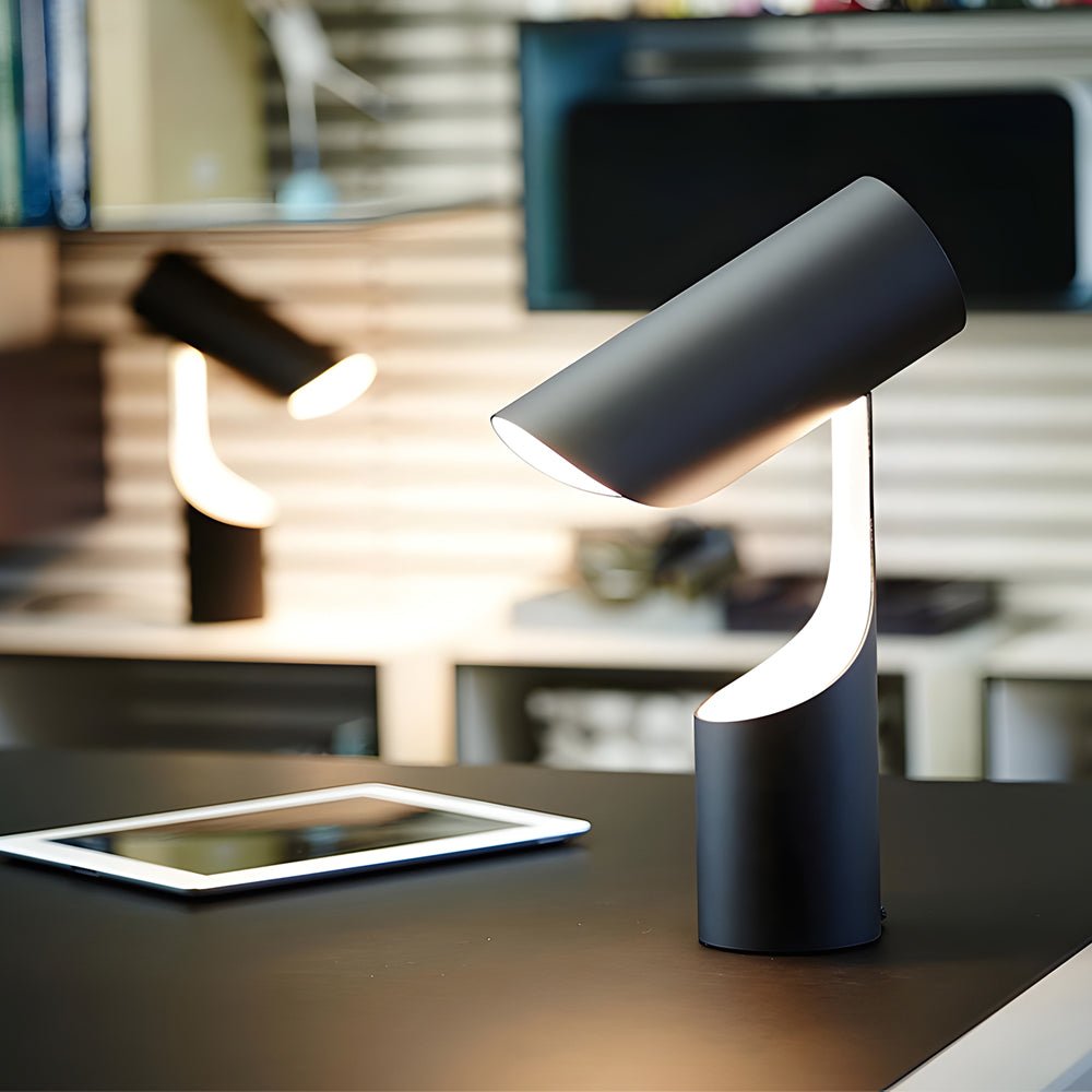 Black Fabric-Shade Table Lamp on desk lifestyle
