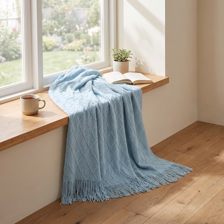 Dark Green Nordic Cashmere Throw Blanket front view