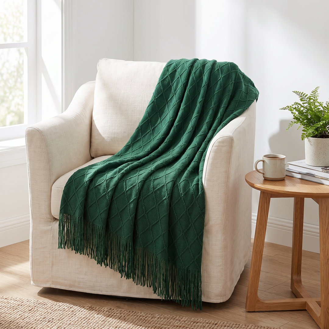 Light Grey Nordic Cashmere Throw Blanket front view