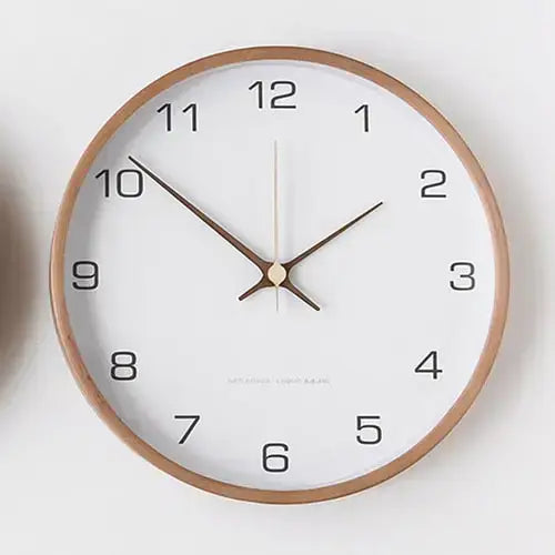 White Nordic Wood Wall Clock front view
