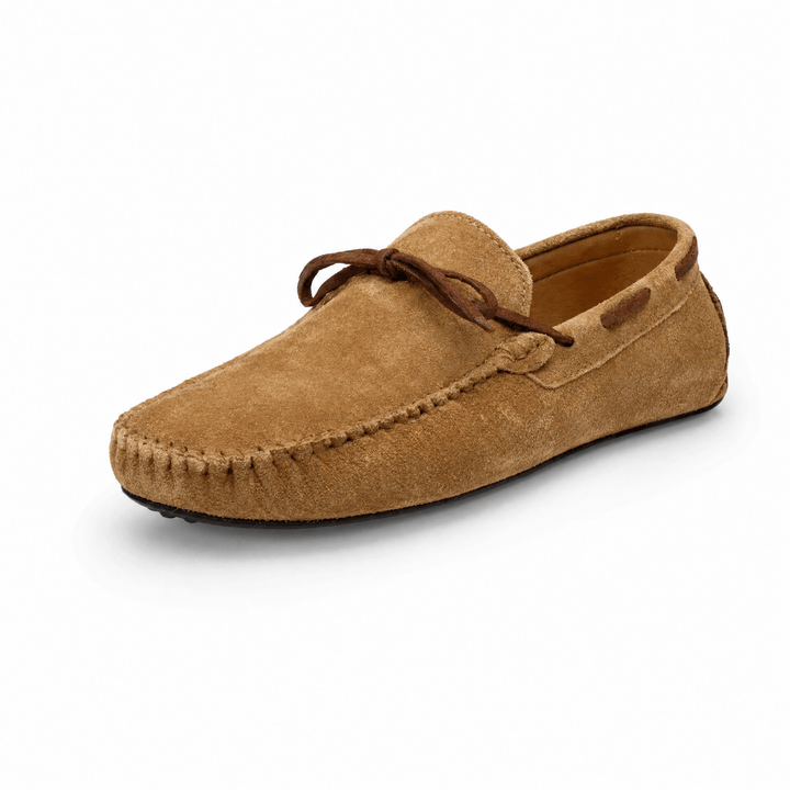 Light Brown Nubuck Lace-Up Loafers front view