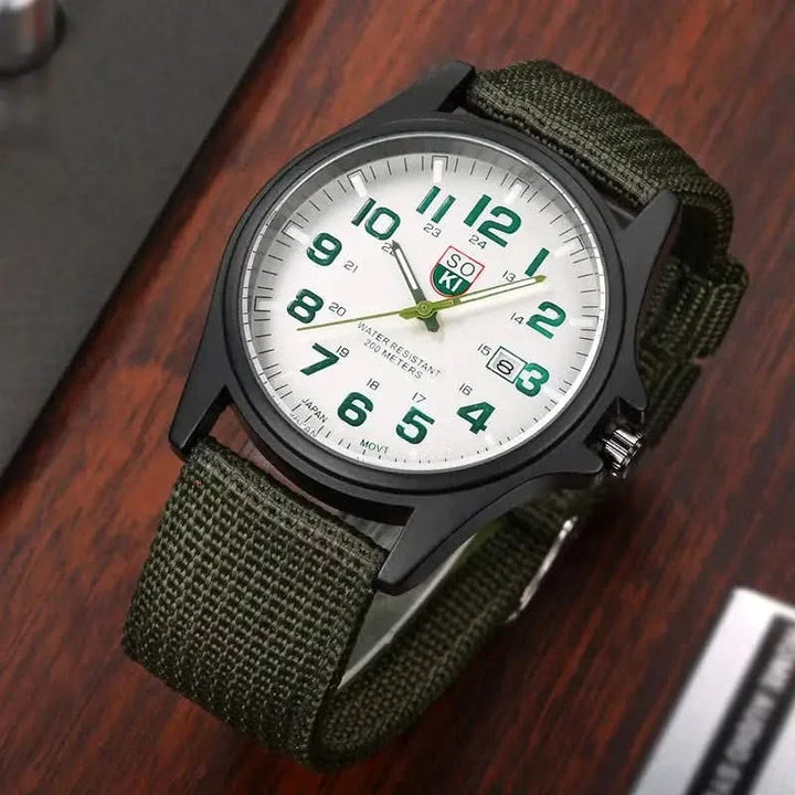 Green Nylon Strap Field Watch lifestyle