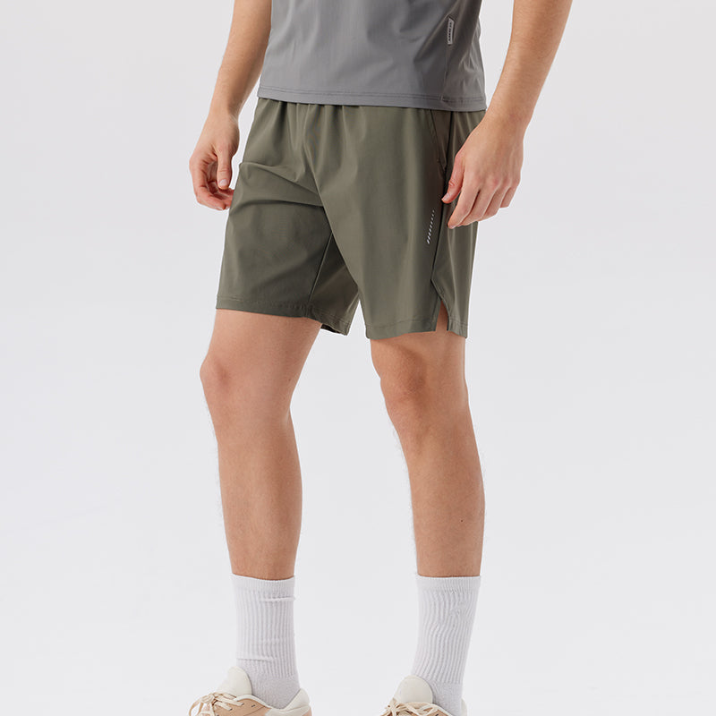 Green Nylon Stretch Athletic Shorts worn full length