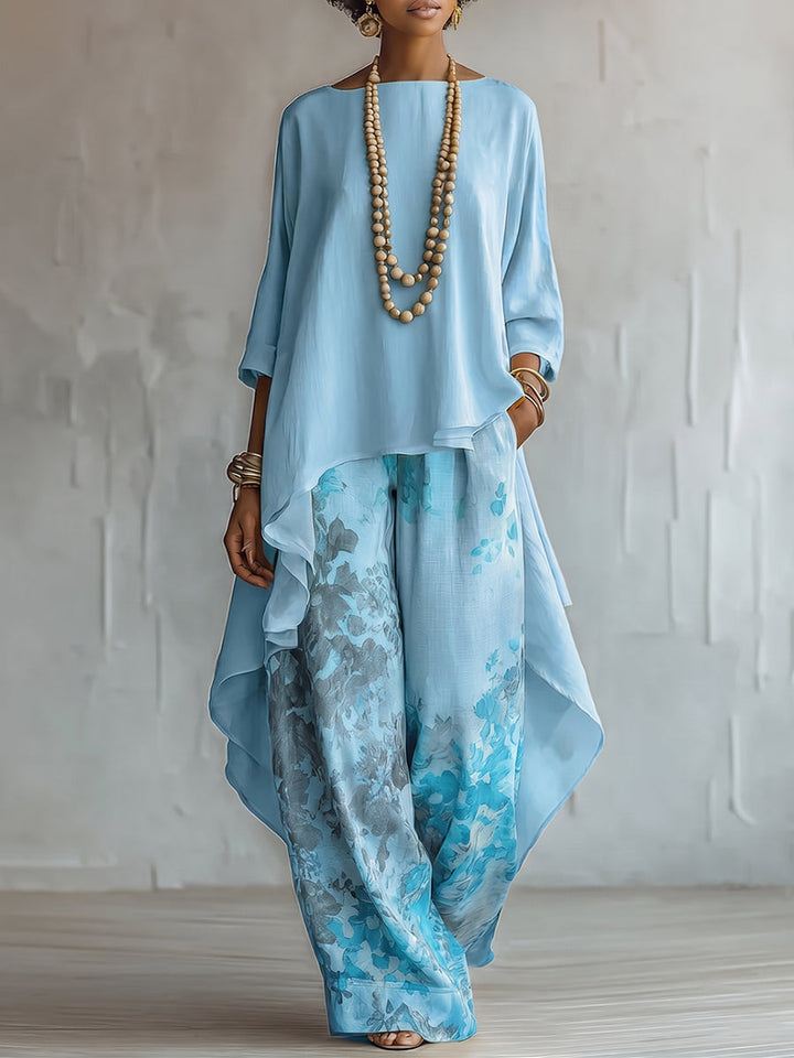 Blue Boho Two-Piece Set front view