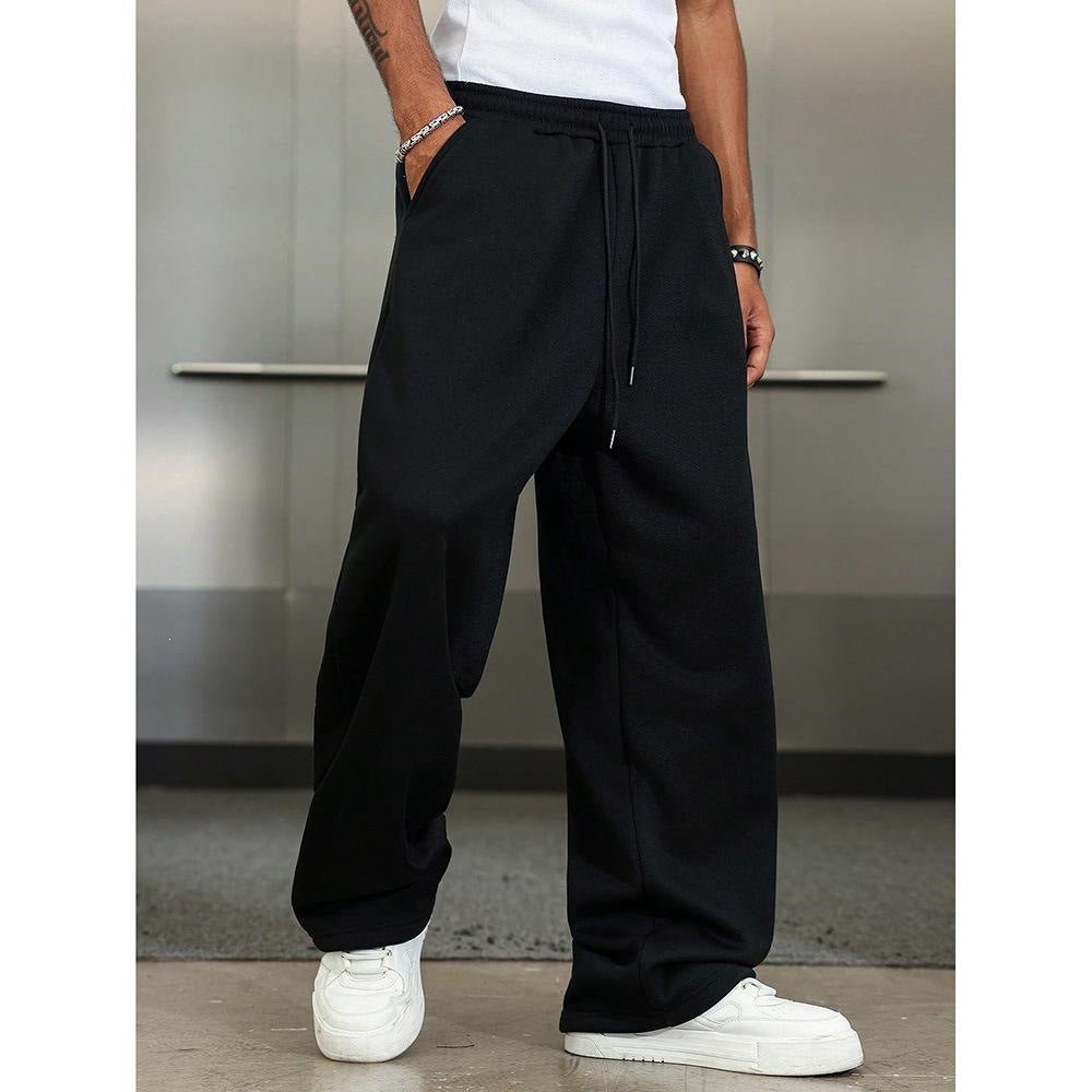Black Oversized Drop-Crotch Sweatpants side view