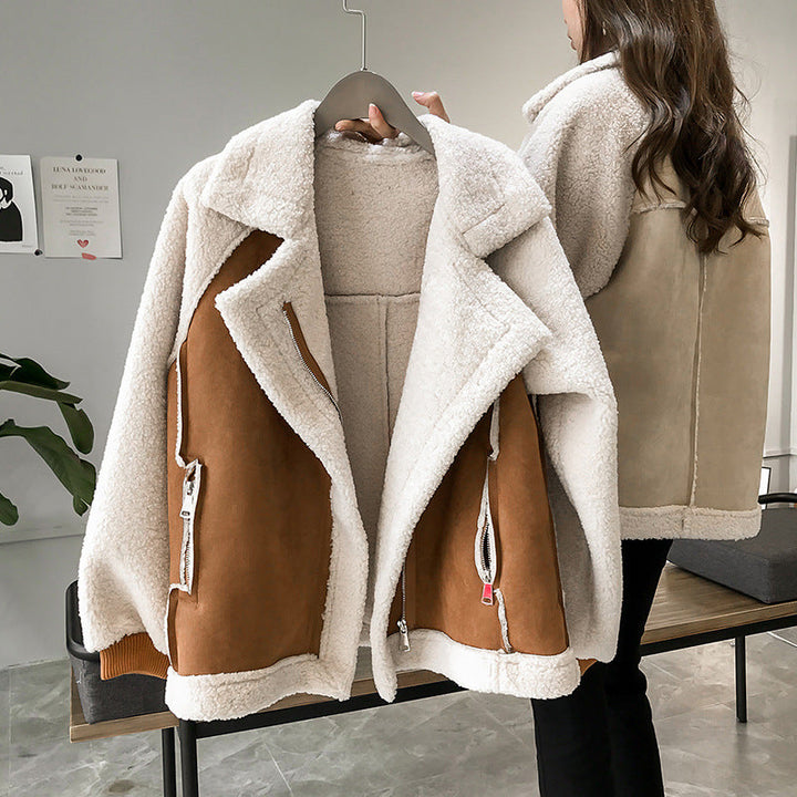 Brown Oversized Faux Shearling Coat on hanger