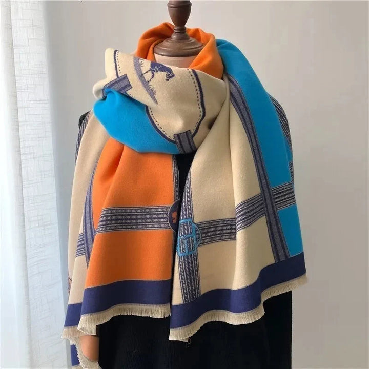 Multicolor 2 Oversized Shawl Scarf on mannequin