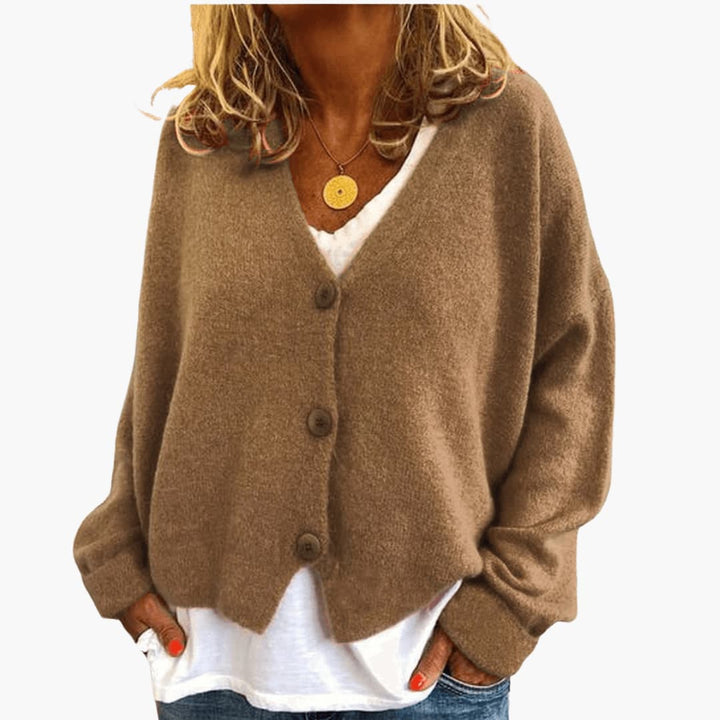 Apple Green Oversized V-Neck Knit Cardigan front view