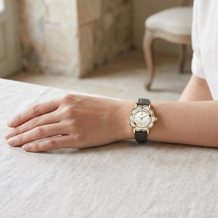 Grey Petal Case Leather Watch lifestyle