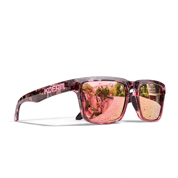Pink Wide-View Square Sport Sunglasses front view