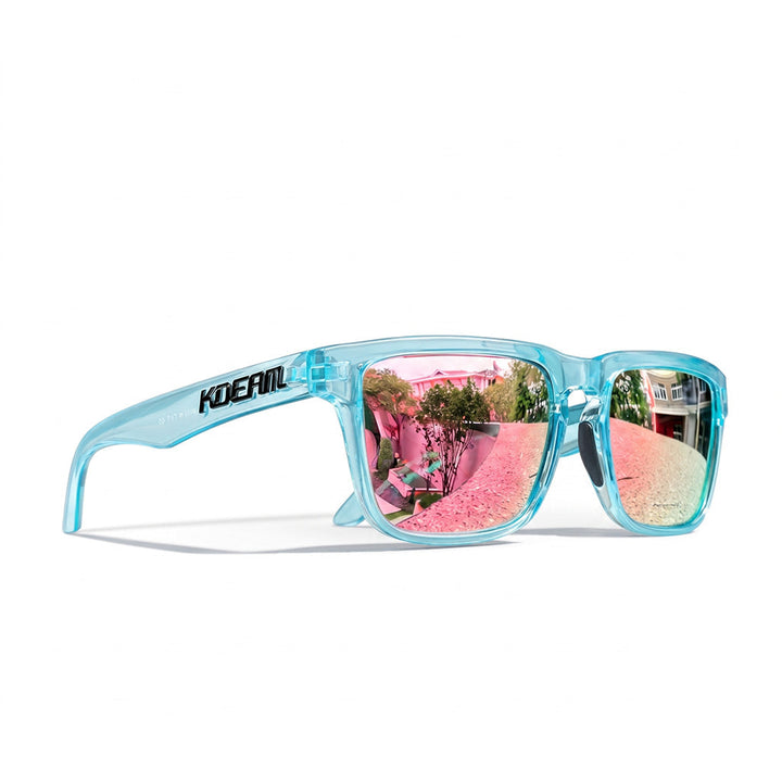 Pink Wide-View Square Sport Sunglasses side view