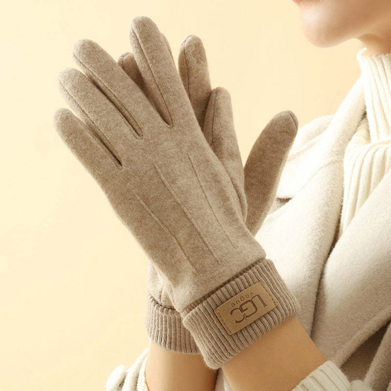 Cashmere blend touchscreen gloves, pair laid flat