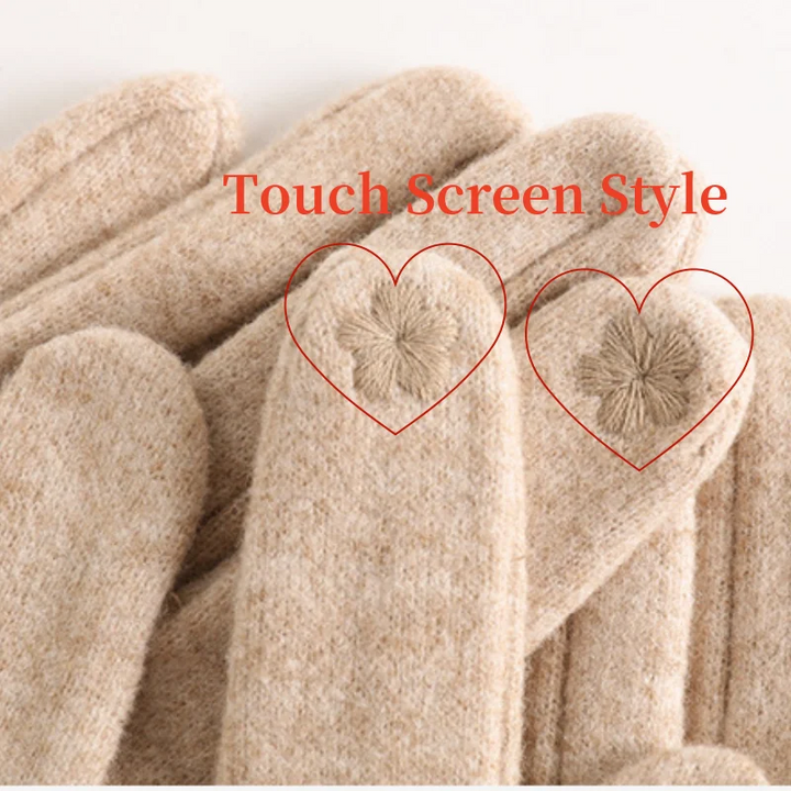 Cashmere blend touchscreen gloves, knit texture detail