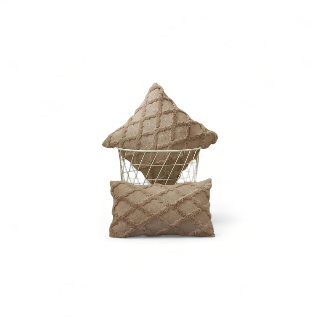 Khaki Plush Textured Cushion Cover front view