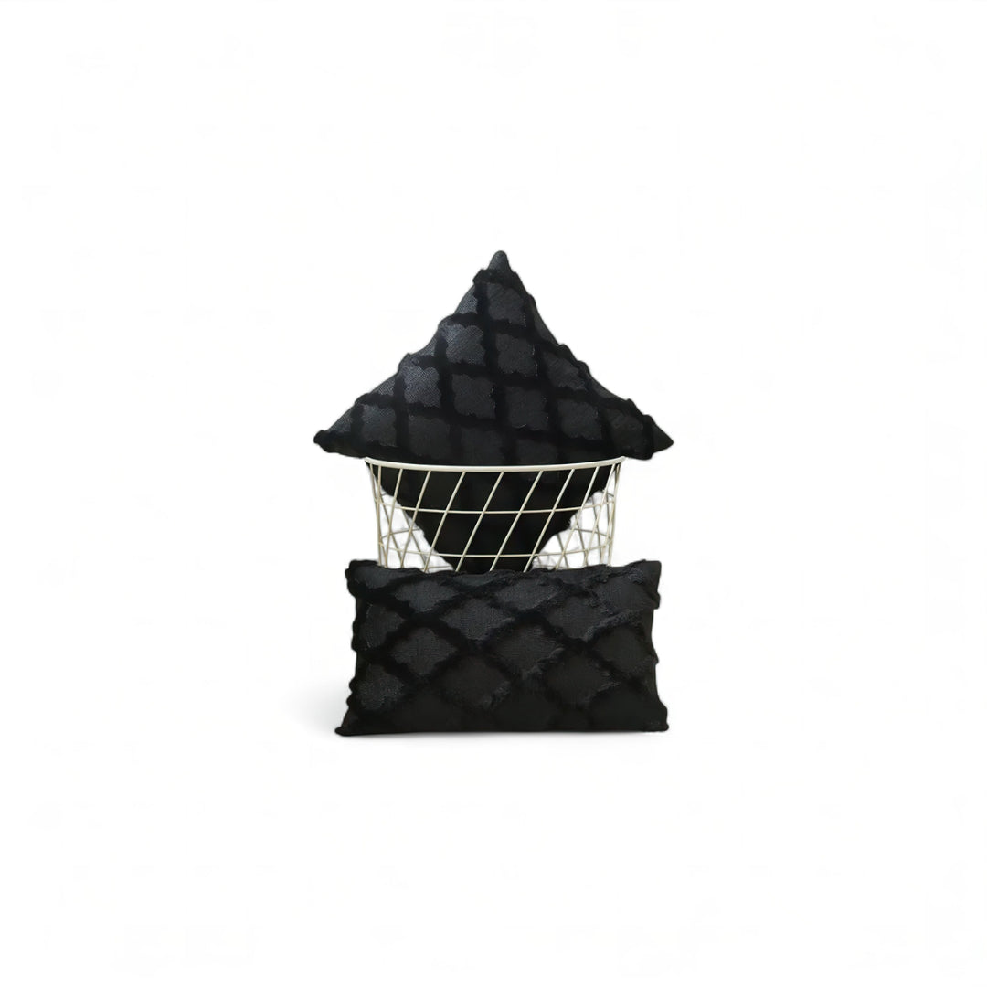 Black Plush Textured Cushion Cover front view