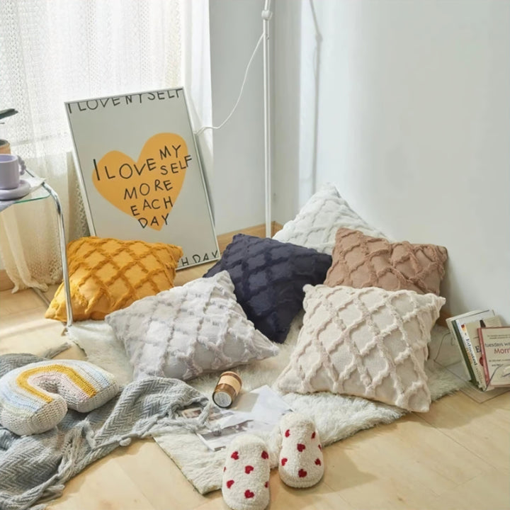Plush Textured Cushion Cover color options display