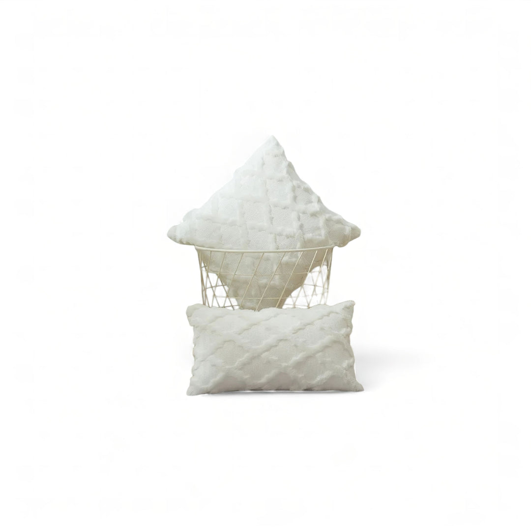 White Plush Textured Cushion Cover front view