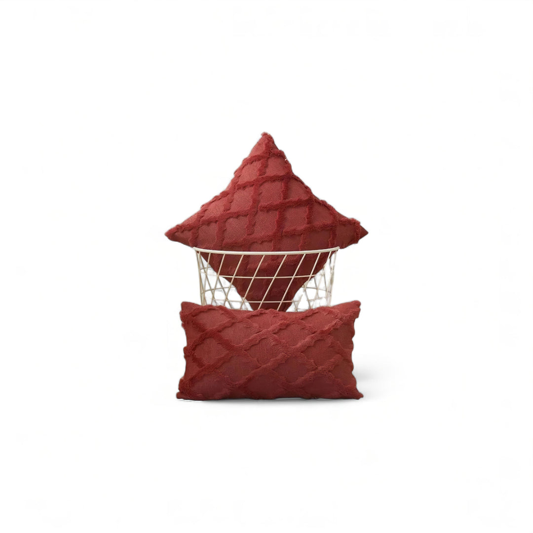 Red Plush Textured Cushion Cover front view