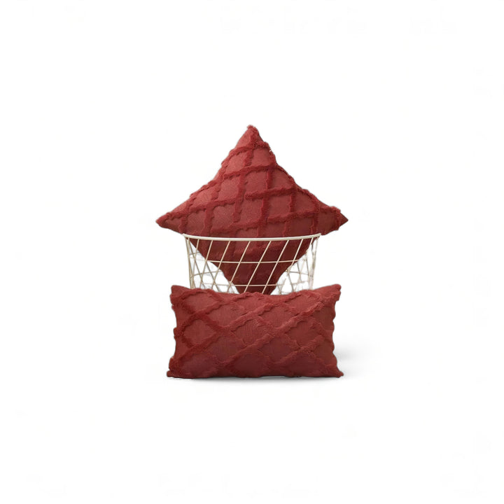 Red Plush Textured Cushion Cover front view