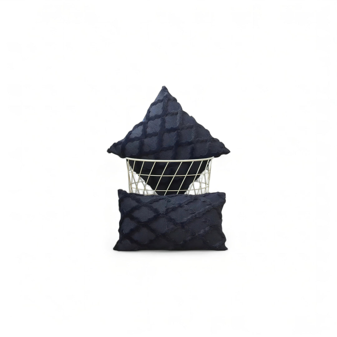 Navy Plush Textured Cushion Cover front view