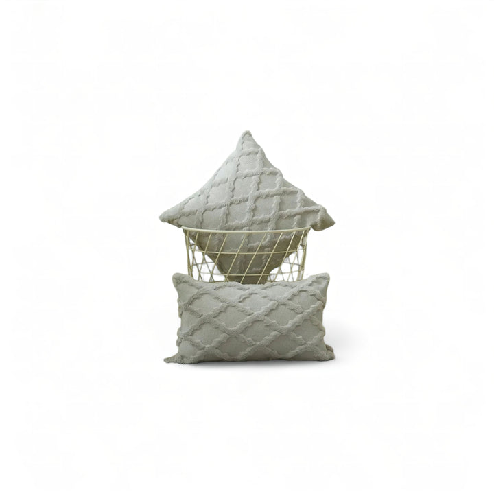 Light Grey Plush Textured Cushion Cover front view