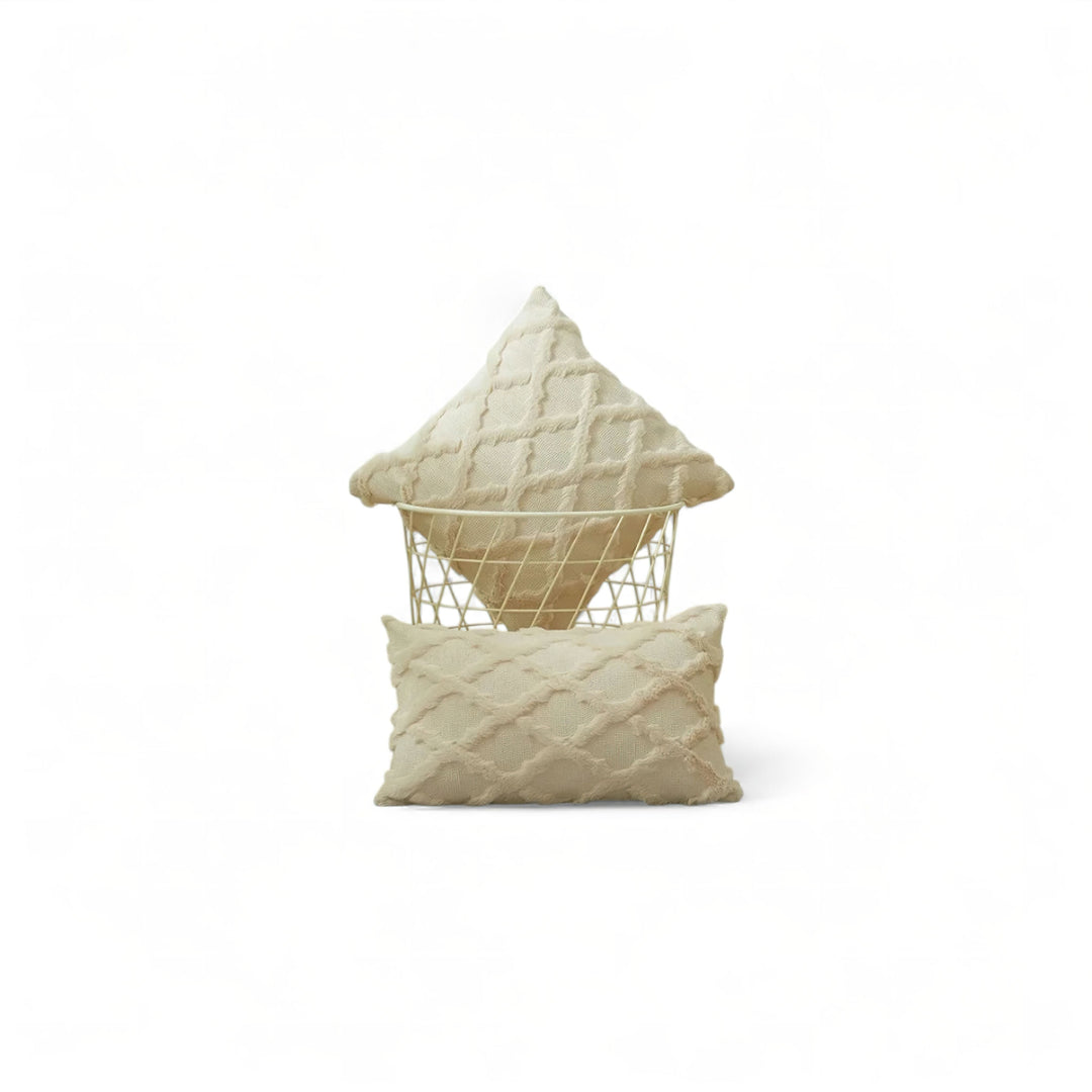 Light Coffee Plush Textured Cushion Cover front view