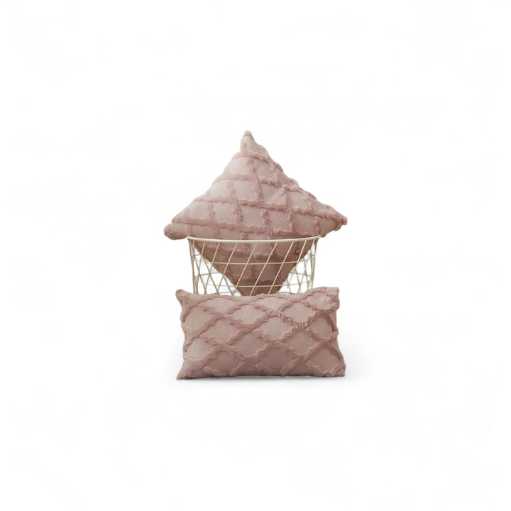 Pink Plush Textured Cushion Cover front view