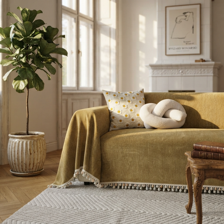 Chenille Herringbone Sofa Cover