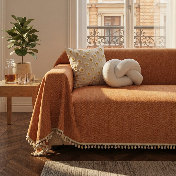 Chenille Herringbone Sofa Cover