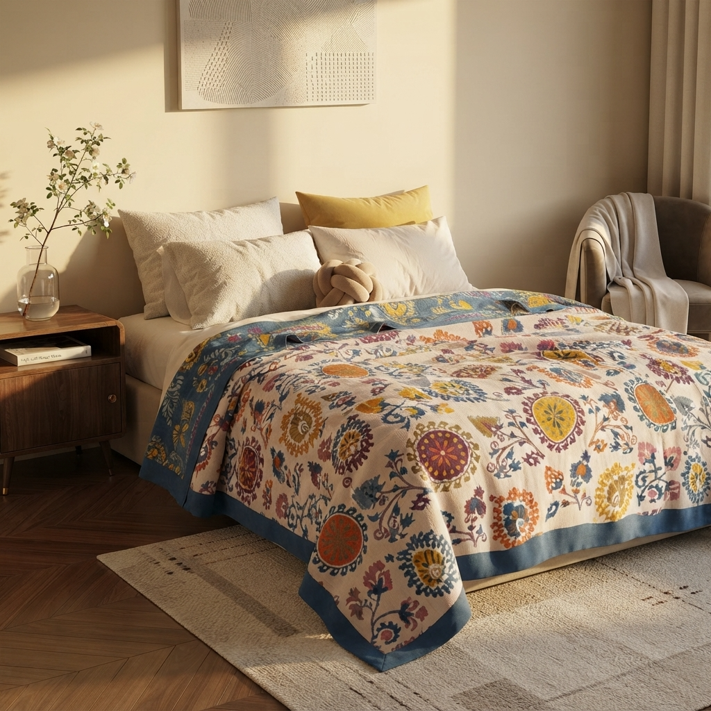 Boho Pattern Cotton Throw Blanket