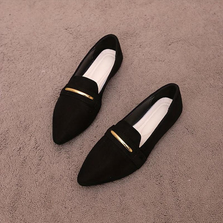 Black Pointed-Toe Flat Loafers pair view